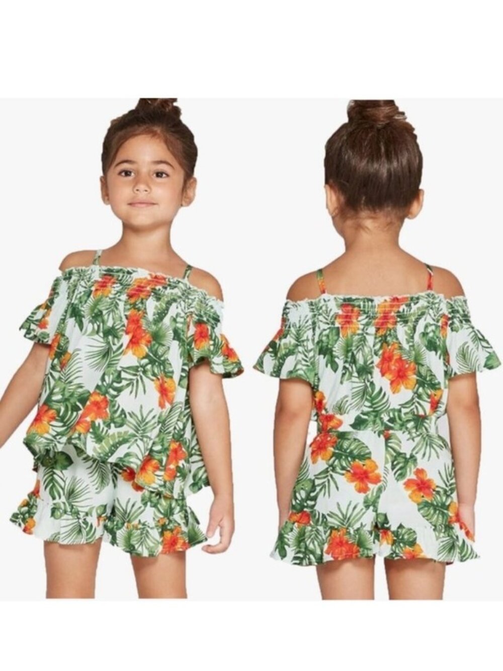 Art Class | Toddler Tropical Off The Shoulder Floral Blouse Set | Size 3T